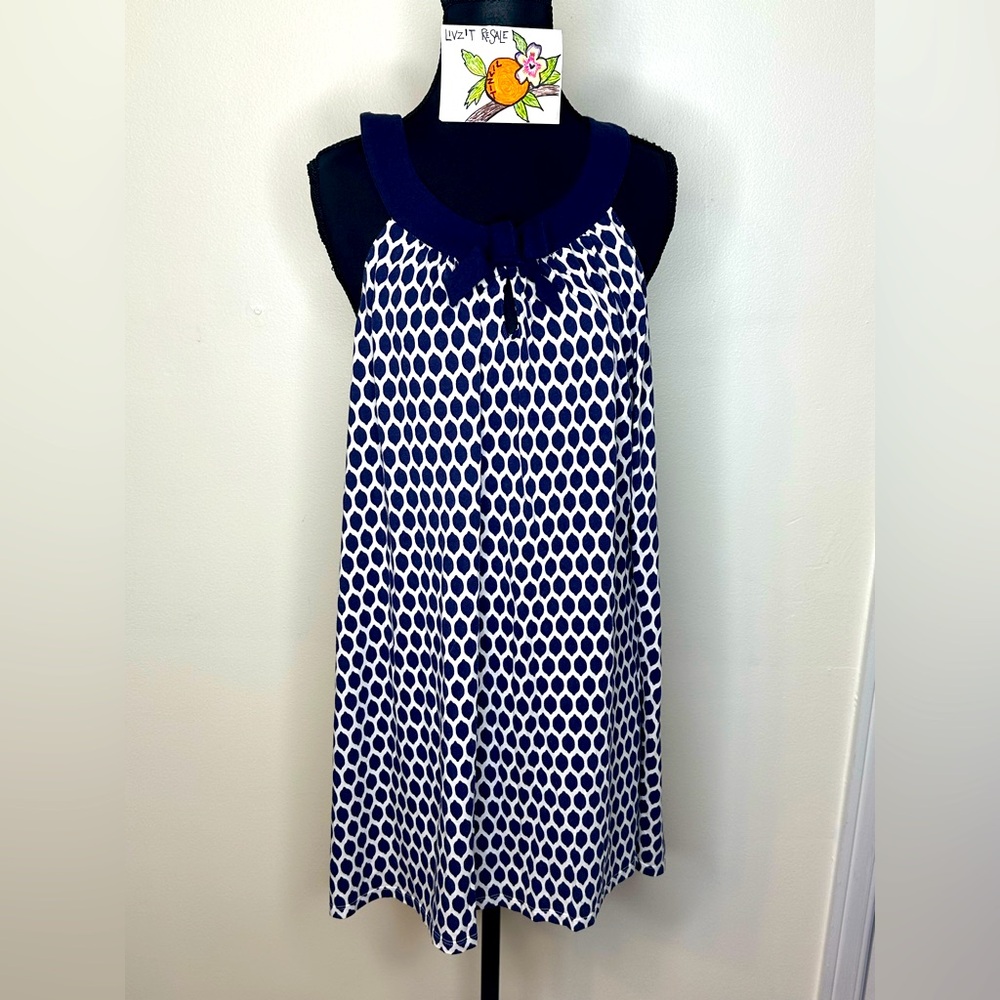 Kate Spade ♠️ Lemon 🍋 Pattern navy and white sleeveless top, size L